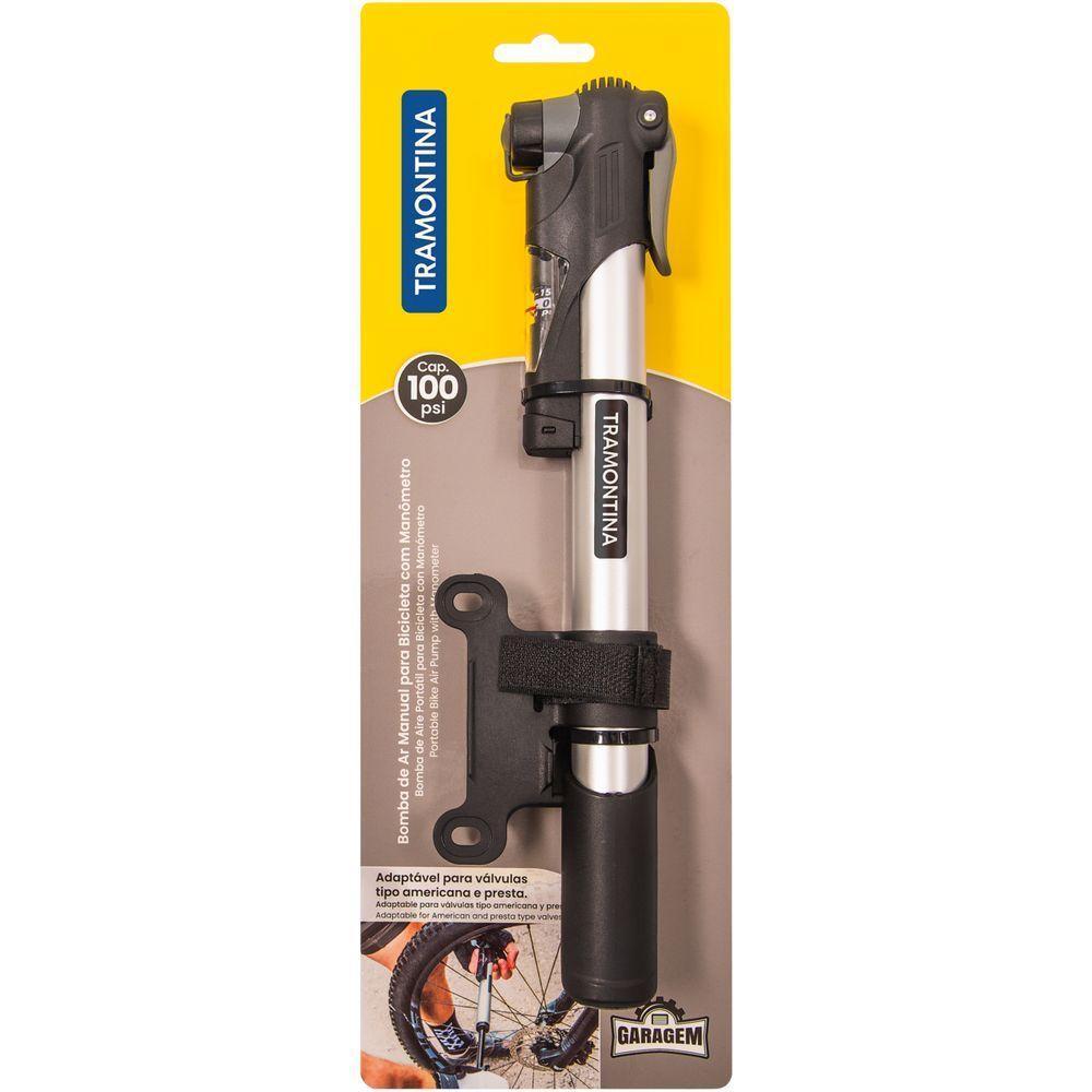 Bomba De Ar Portátil Tramontina Para Bicicleta Com Manômetro 100 Psi - 7 Bar - 1