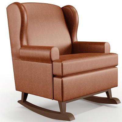 Poltrona De Amamentação Com Balanço Malu Base De Madeira P02 Couríssimo Camel Lyam Decor