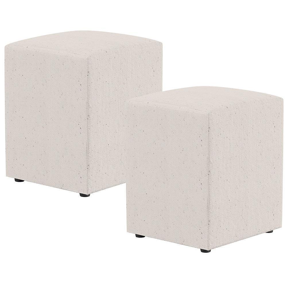 Kit 02 Puffs Quadrado L02 Decorativo Linho Cru - Lyam Decor - 1