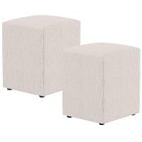 Kit 02 Puffs Quadrado L02 Decorativo Linho Cru - Lyam Decor - 1