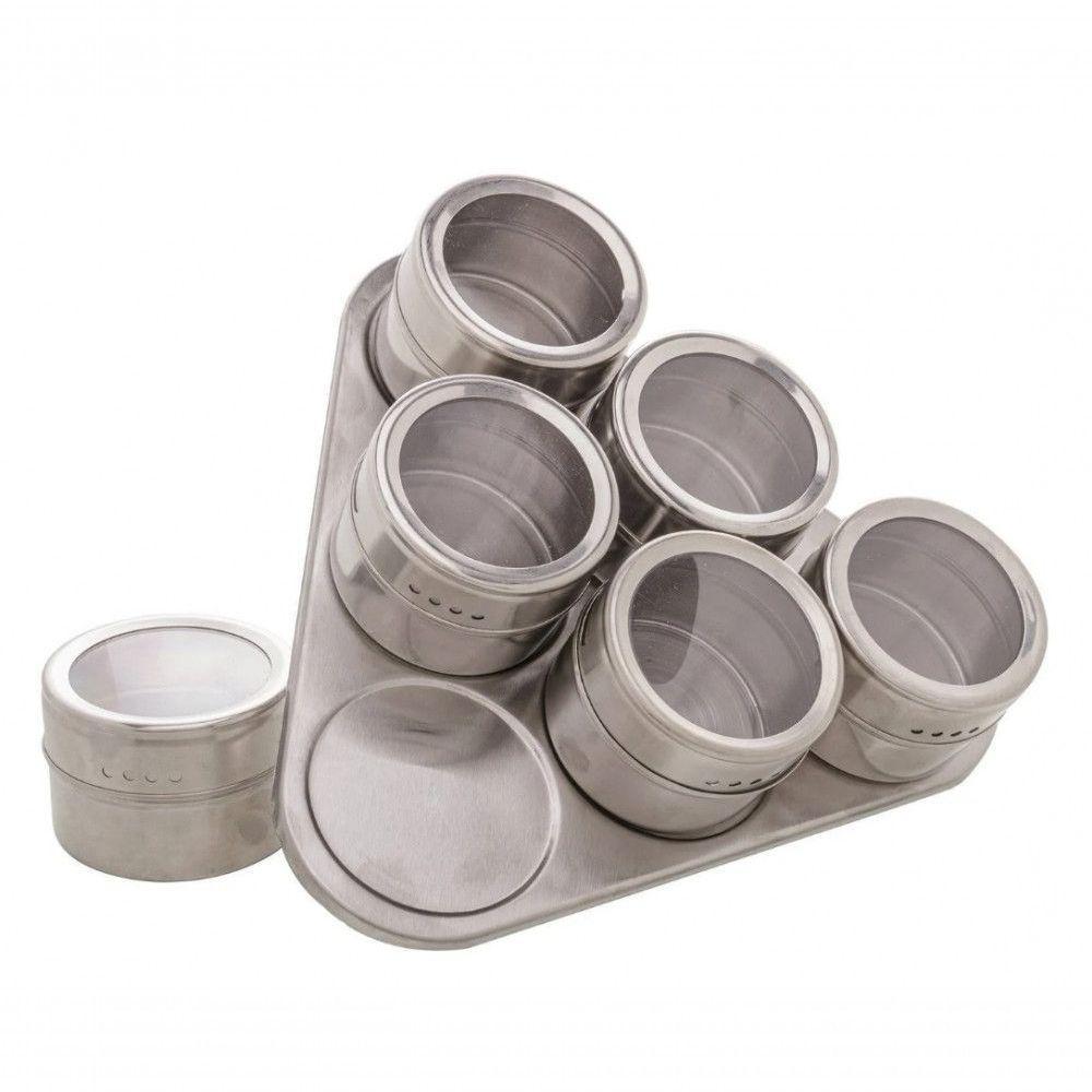 Conjunto Porta Tempero 6 Peças Inox Suporte Magnético - Lyor - 4