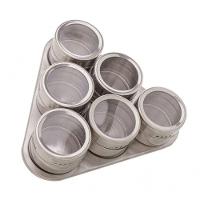 Conjunto Porta Tempero 6 Peças Inox Suporte Magnético - Lyor - 1