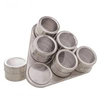 Conjunto Porta Tempero 6 Peças Inox Suporte Magnético - Lyor