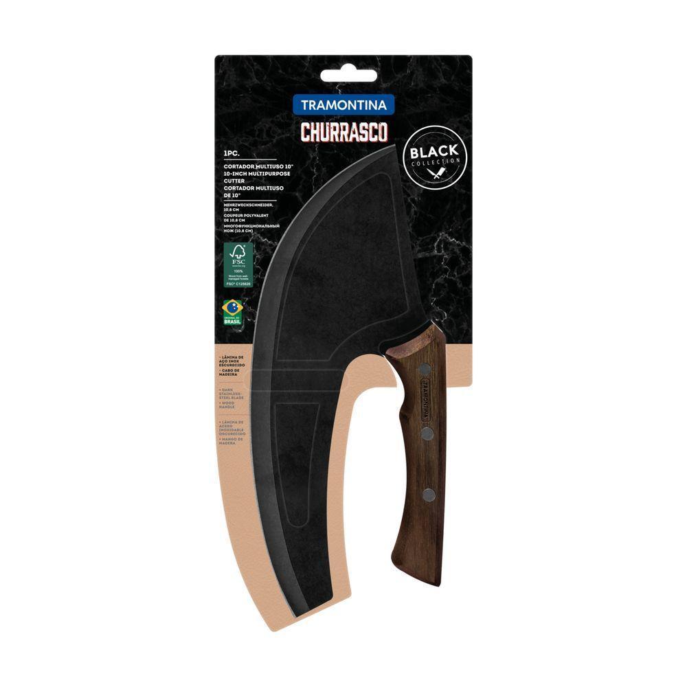 Cortador Multiuso Tramontina Churrasco Black Com Lâmina Em Aço Inox E Cabo De Madeira - 10