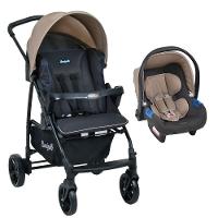 Travel System Burigotto Carrinho De Bebê Com Bebê Conforto Ecco + Touring X Cinza Bege - 1