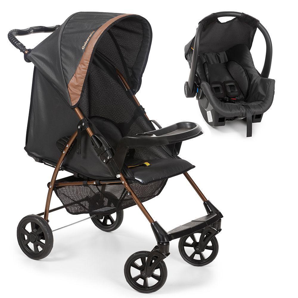 Travel System Galzerano Carrinho De Bebê Romano Com Bebê Conforto Cocoon Slim Preto E Cobre - 1