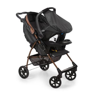 Travel System Galzerano Carrinho De Bebê Romano Com Bebê Conforto Cocoon Slim Preto E Cobre