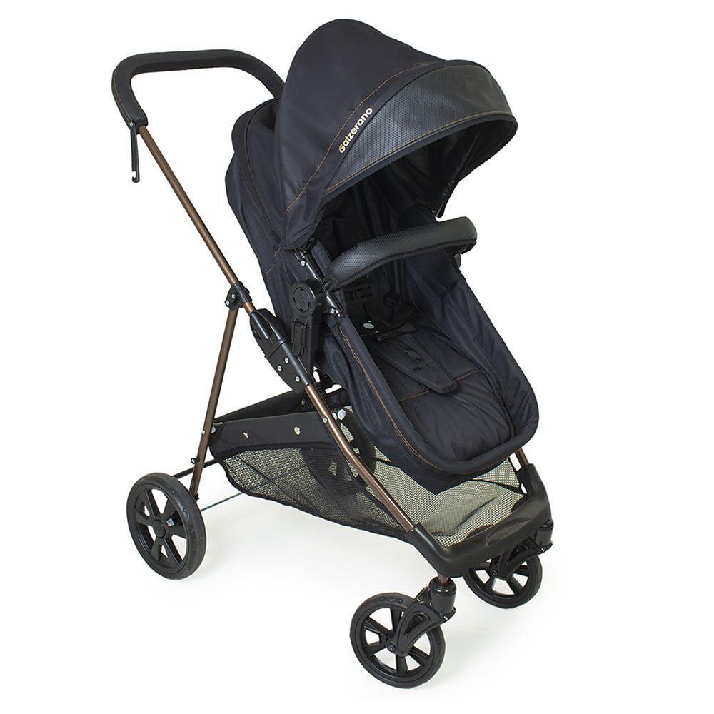 Carrinho De Bebê Para Passeio Galzerano Napoli De 0 Meses Até 15kg Preto Com Cobre - 1