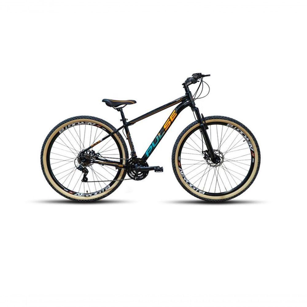 Bicicleta 29 Pulse Cambios Shimano 21v Freio Disco Laranja Verde Acqua - 1