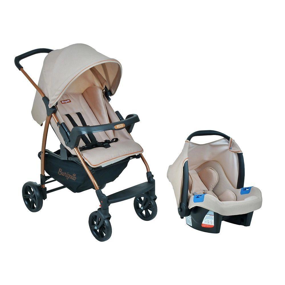 Travel System Burigotto Carrinho De Bebê Com Bebê Conforto Ecco + Touring X Mon Amour Bege - 1