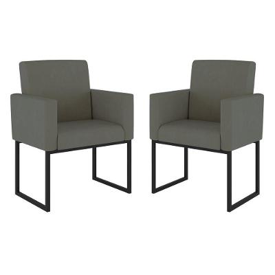 Kit 2 Poltronas Decorativas Nina Suede Cinza Balaqui Decor
