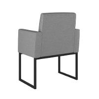 Kit 02 Poltrona Cadeira Decorativa Recepção Base Ferro Preto Linho Cor:linho Grafite - 2