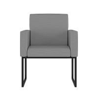 Kit 02 Poltrona Cadeira Decorativa Recepção Base Ferro Preto Linho Cor:linho Grafite - 3