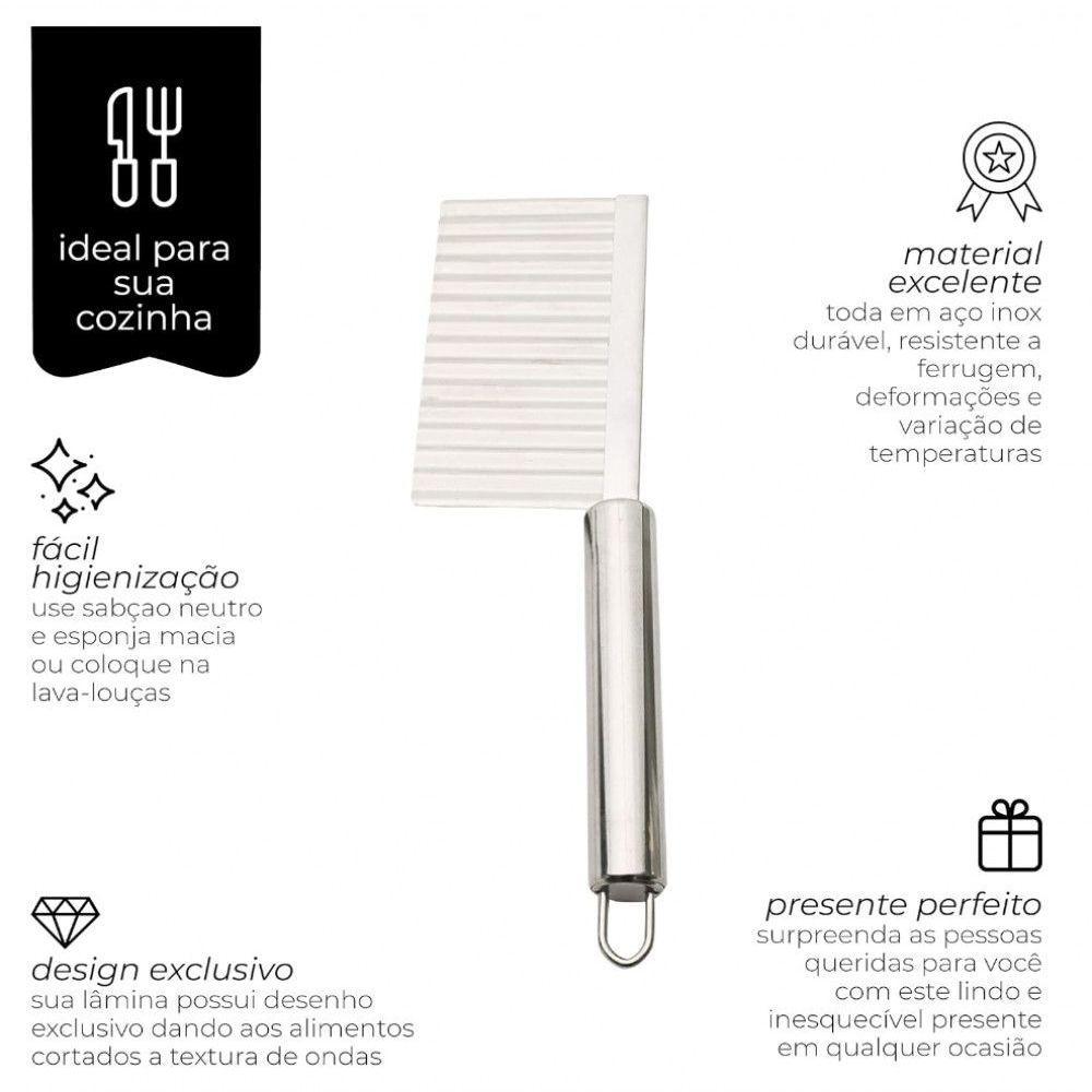 Cortador Ondas Para Legumes Aço Inox 22,5 Cm Mimo Style - 3