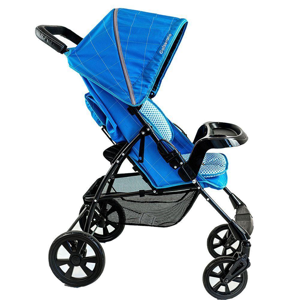Carrinho de Bebê Passeio Galzerano Romano de 0 Meses Até 15kg Preto e Azul - 5