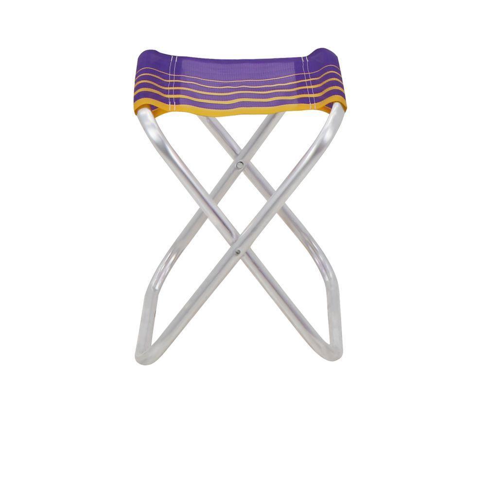 Banco De Praia Tramontina Fiji Em Alumínio Com Assento Roxo E Amarelo - 8