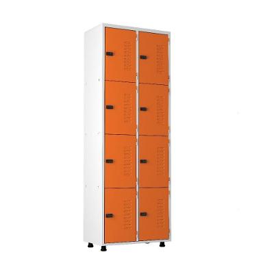 Armário Roupeiro Aço 8 Portas Academia Guarda Volume Ea702 Laranja