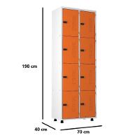 Armário Roupeiro Aço 8 Portas Academia Guarda Volume Ea702 Laranja - 2