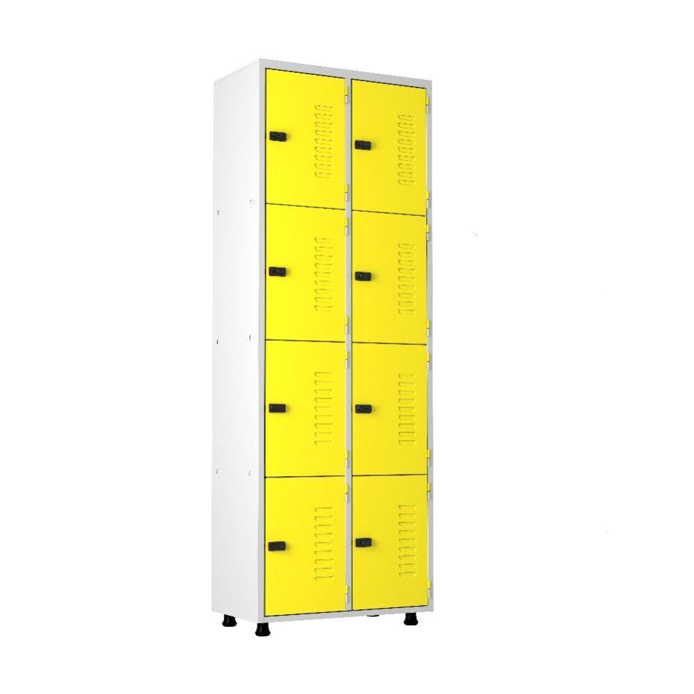 Armário Roupeiro Aço 8 Portas Academia Guarda Volume Ea702 Amarelo - 1