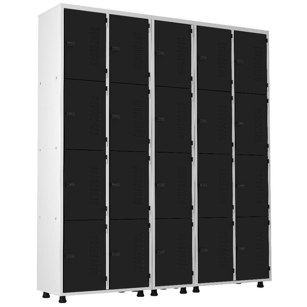 Armário Roupeiro Aço 20 Portas Academia Guarda Volume Trinco Preto - 1