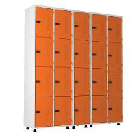 Armário Roupeiro Aço 20 Portas Academia Guarda Volume Trinco Laranja - 1