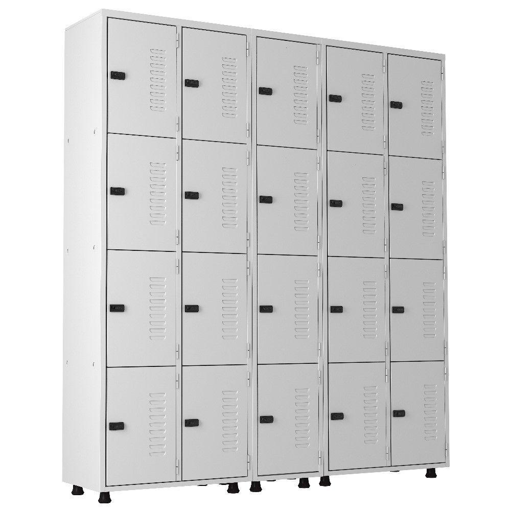 Armário Roupeiro Aço 20 Portas Academia Guarda Volume Trinco Cinza - 1