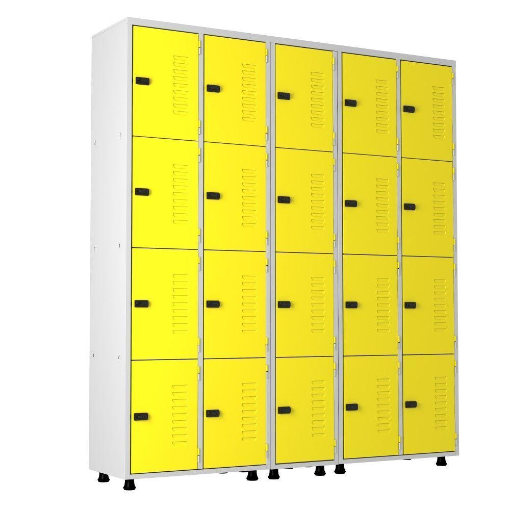 Armário Roupeiro Aço 20 Portas Academia Guarda Volume Trinco Amarelo - 1
