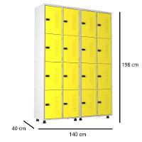 Armário Roupeiro Aço 16 Portas Academia Guarda Volume Trinco Amarelo - 2