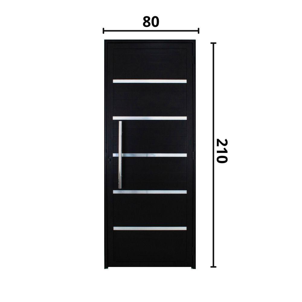 Porta Lambril Solara Com Puxador 80 X 2.10 Preta Lado Esquerdo - Hale - 2