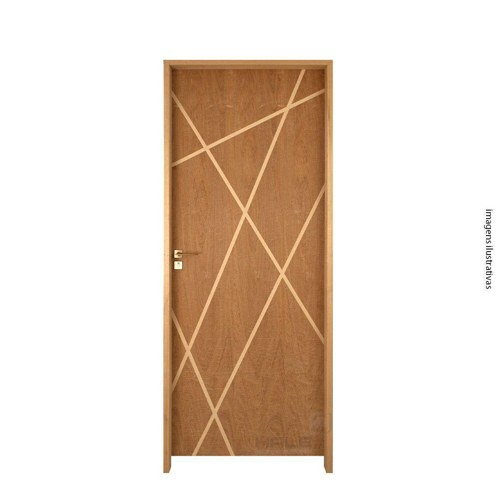 Kit Porta De Madeira 82 X 2.10 Friso Agatha Bat.misto 14cm Fech.ext Dourada Lado Esquerdo - Hale - 3