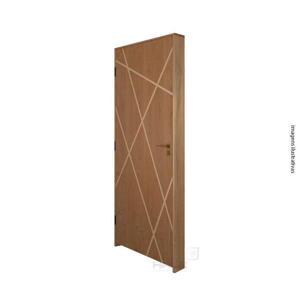 Kit Porta De Madeira 82 X 2.10 Friso Agatha Bat.misto 14cm Fech.ext Dourada Lado Esquerdo - Hale - 5