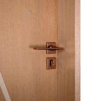 Kit Porta De Madeira 62 X 2.10 Friso Agatha Bat.misto 14cm Fech.ext Rosê Lado Direito - Hale