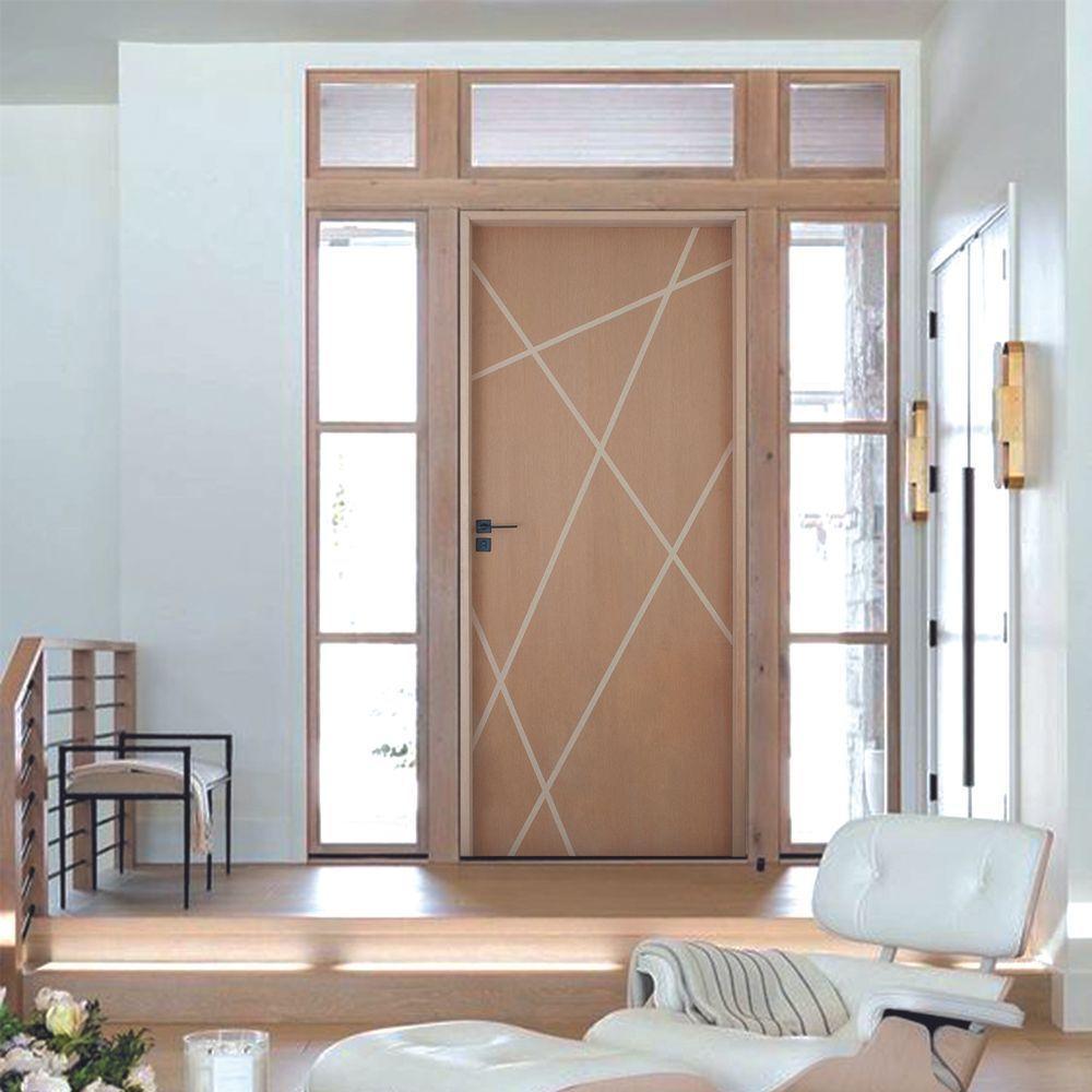 Kit Porta De Madeira 62 X 2.10 Friso Agatha Bat.misto 14cm Fech. Ext Preto Fosco Lado Direito - Hale - 6