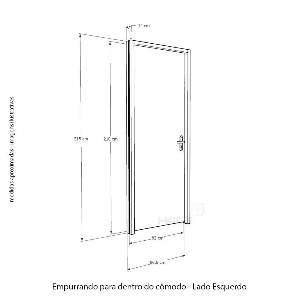 Kit Porta De Madeira 82 X 2.10 Friso Agatha Bat.misto 14cm Fech.wc Rosê Lado Esquerdo - Hale - 2