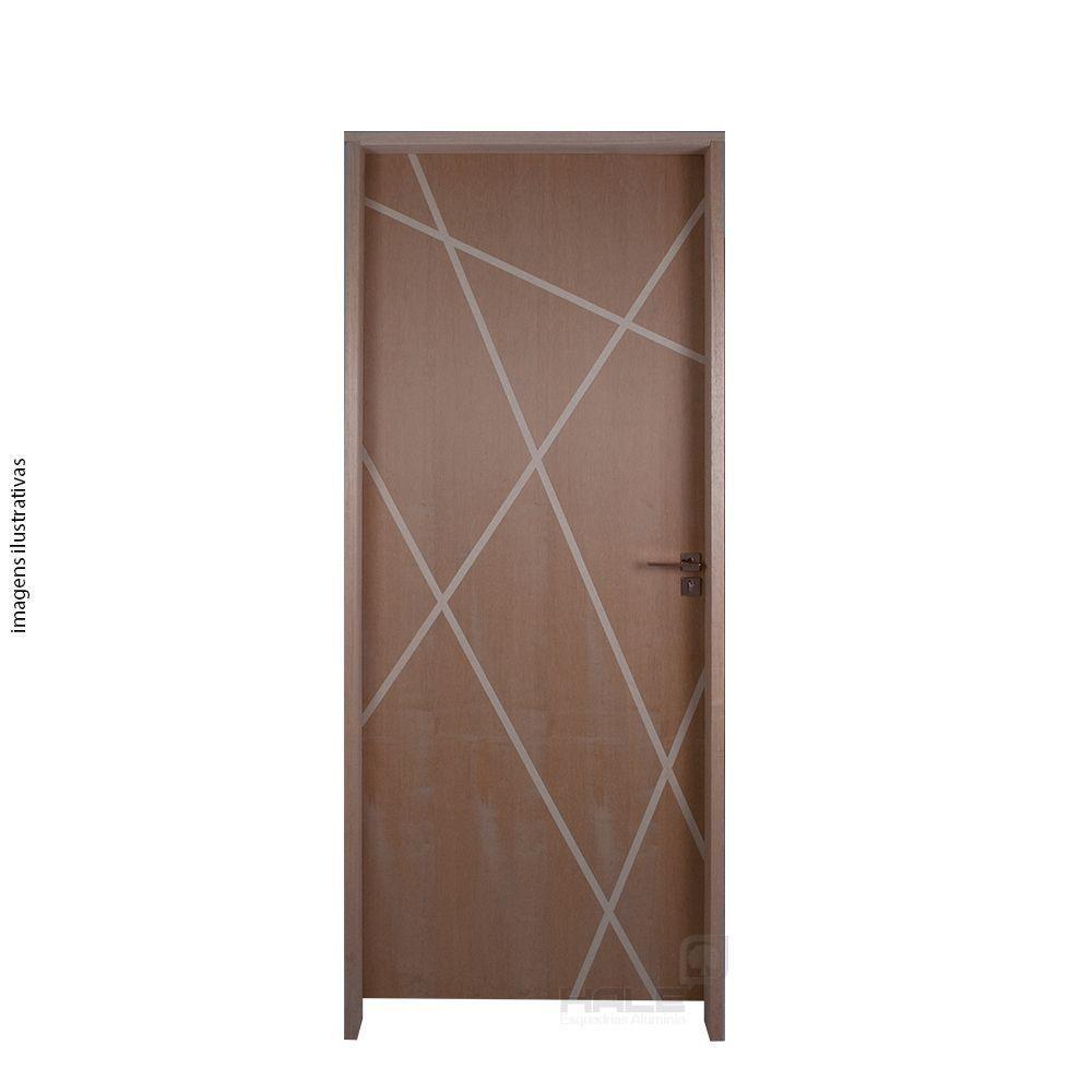 Kit Porta De Madeira 82 X 2.10 Friso Agatha Bat.misto 14cm Fech.wc Rosê Lado Esquerdo - Hale - 5