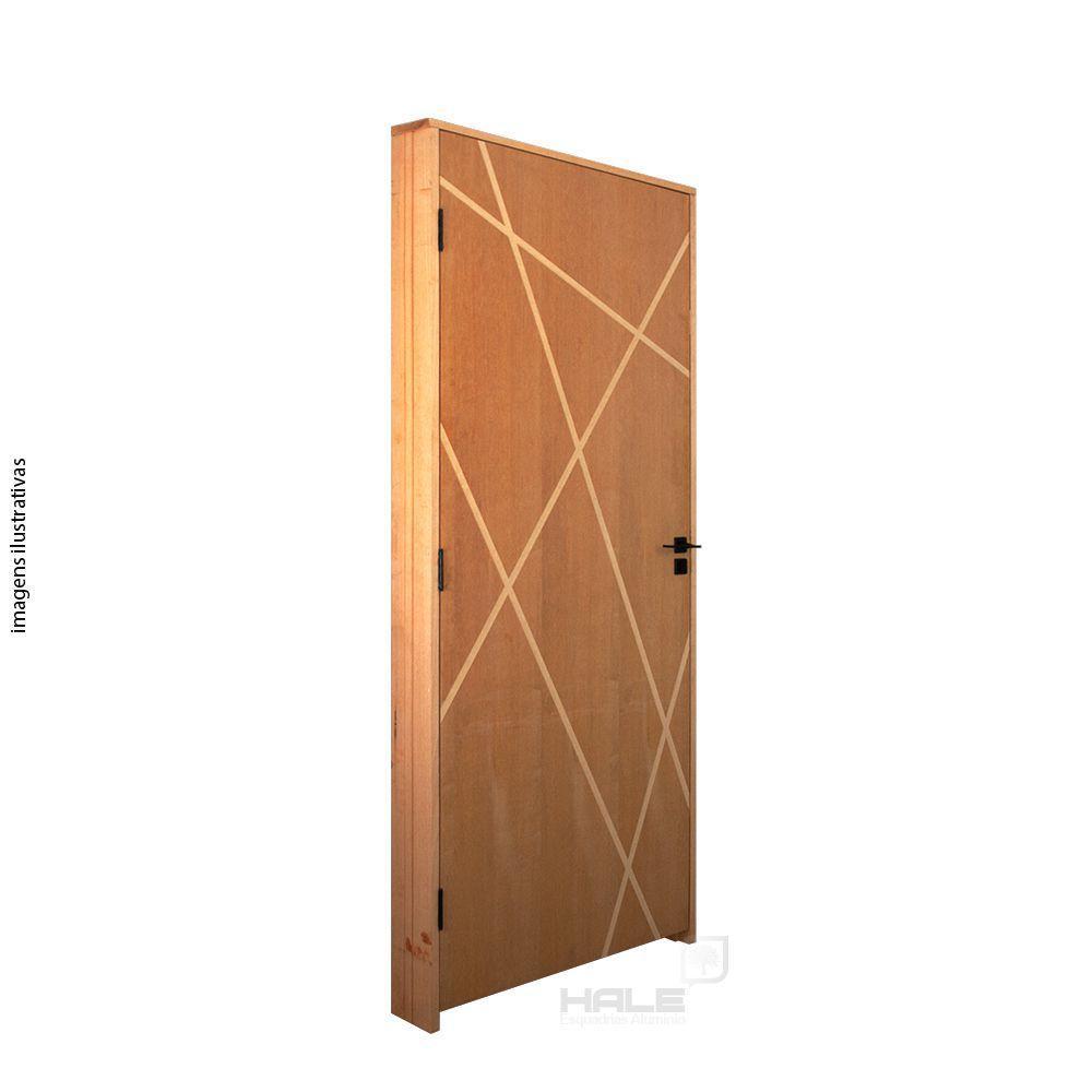 Kit Porta De Madeira 62 X 2.10 Friso Agatha Bat.misto 14cm Fech.ext Preto Fosco Lado Direito - Hale - 2