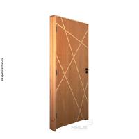 Kit Porta De Madeira 62 X 2.10 Friso Agatha Bat.misto 14cm Fech.ext Preto Fosco Lado Esquerdo - Hale - 2