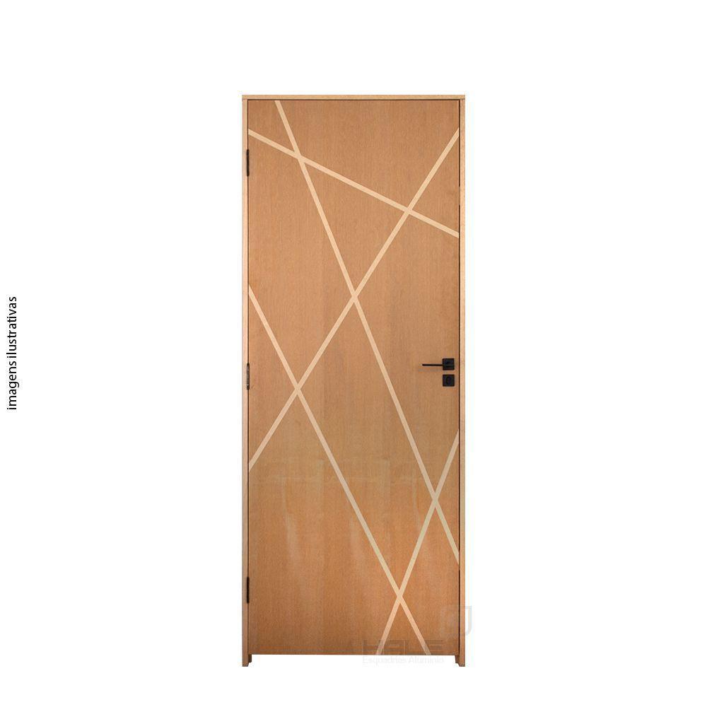 Kit Porta E Madeira 82 X 2,10 Friso Agatha Bat.14 Cm Fech.ext Preto Fosco Lado Direito - Hale - 5