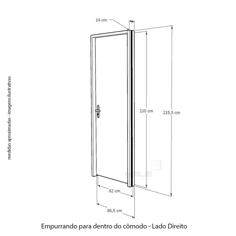 Kit Porta De Madeira 82 X 2.10 Friso Agatha Bat.misto 14cm Fech.ext Rosê Lado Direito - Hale - 5