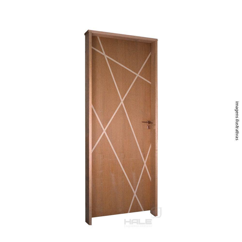 Kit Porta De Madeira 72 X 2.10 Friso Agatha Bat.misto 14cm Fech.ext Rosê Lado Esquerdo - Hale - 3