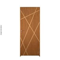 Kit Porta De Madeira 72 X 2.10 Friso Agatha Bat.misto 14cm Fech.ext Rosê Lado Esquerdo - Hale - 2