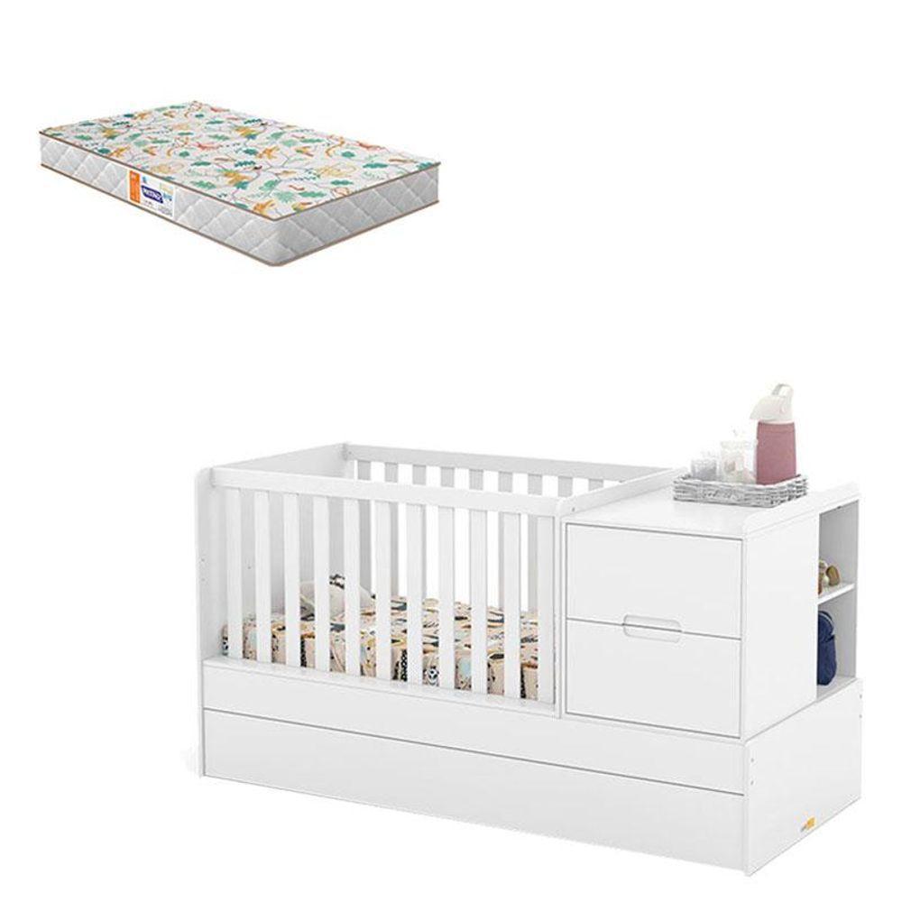 Berço Americano Multifuncional Formare Branco Acetinado Colchão - Matic - 1
