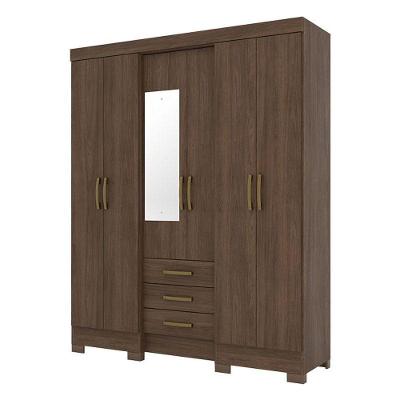 Guarda Roupa Solteiro B23 Castanho - Briz Móveis