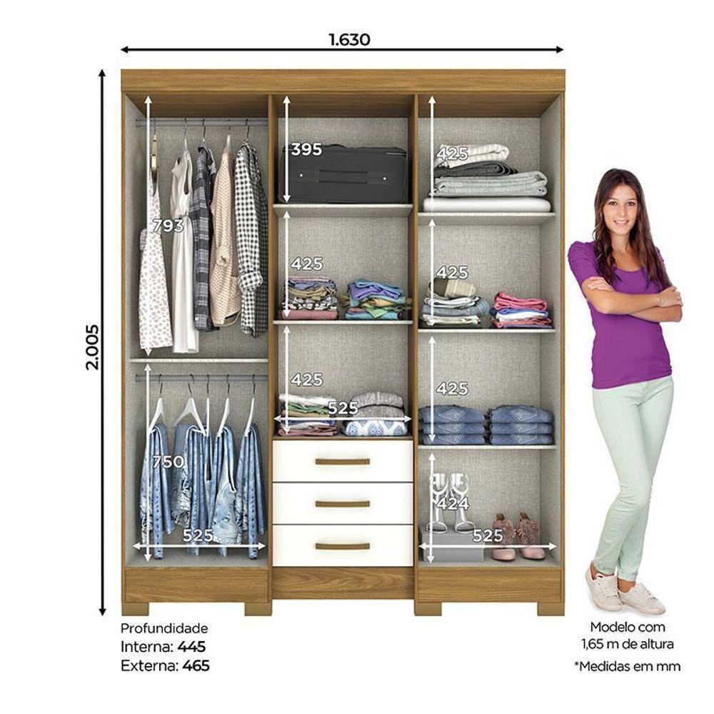 Guarda Roupa Solteiro Mentor Nature Off White - Briz Móveis - 2