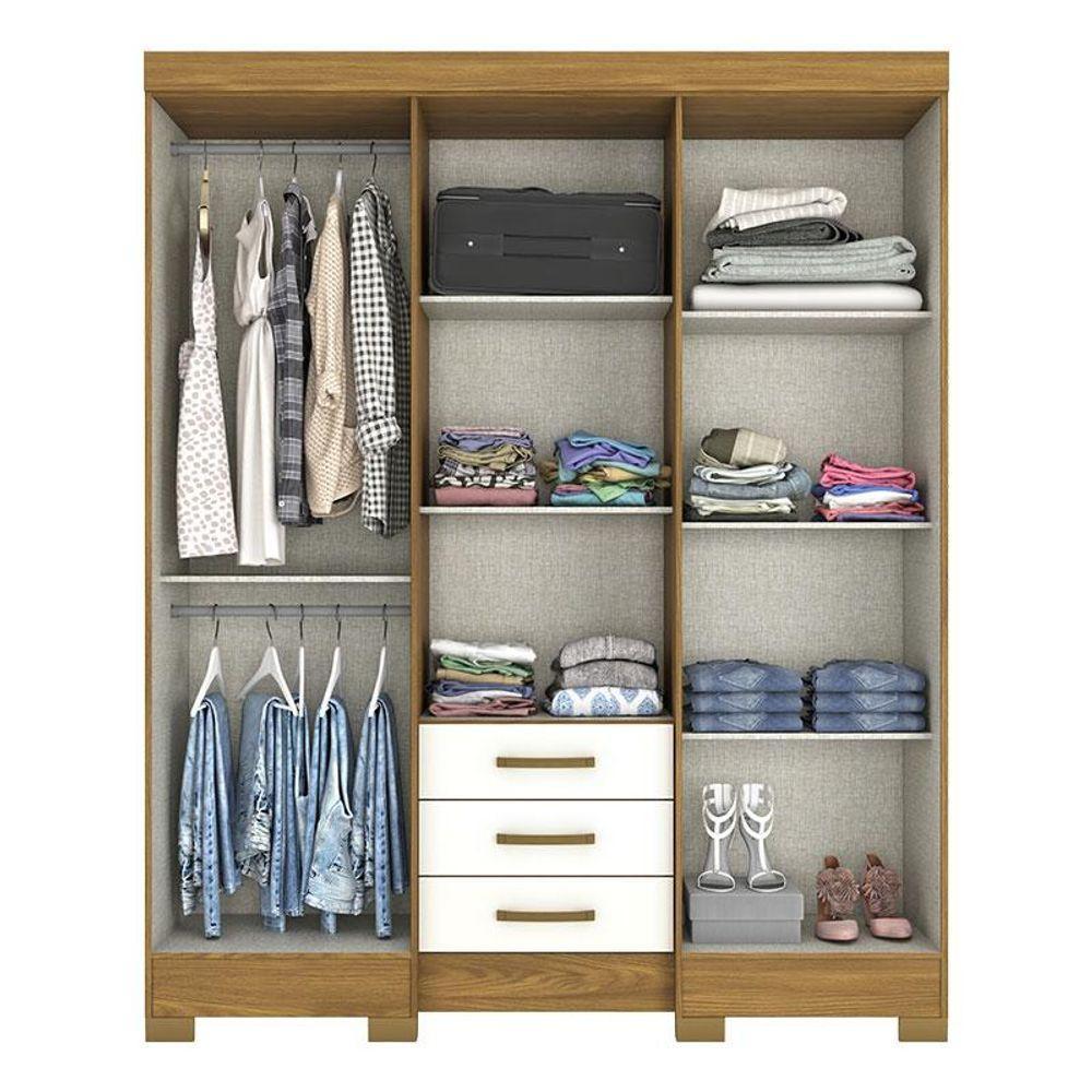 Guarda Roupa Solteiro Mentor Nature Off White - Briz Móveis - 3