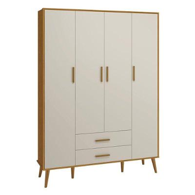 Guarda Roupa Infantil 4 Portas Isis Areia Acetinado Savana - Reller