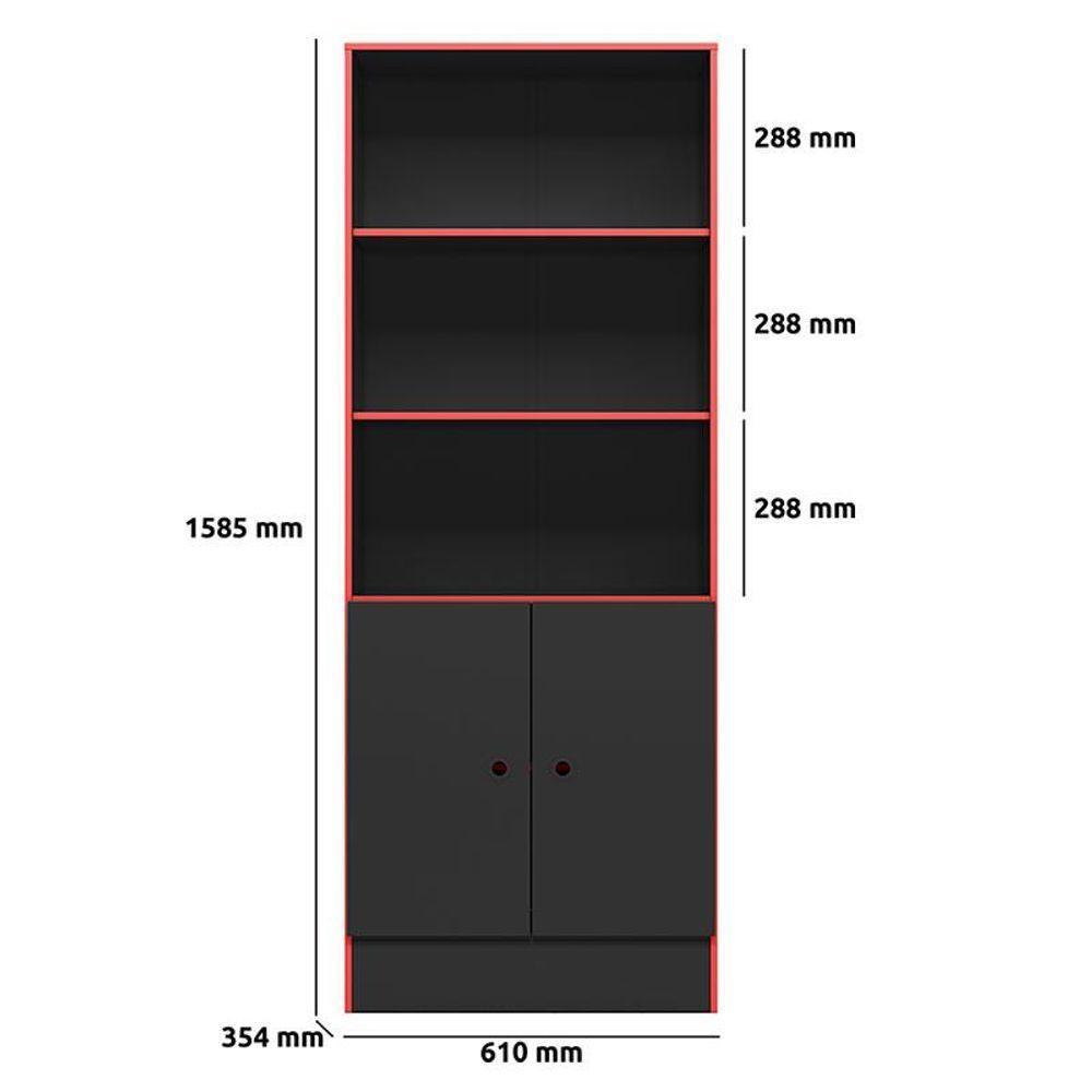 Armário Gamer 4095 Preto Fosco Vermelho - Qmovi - 3
