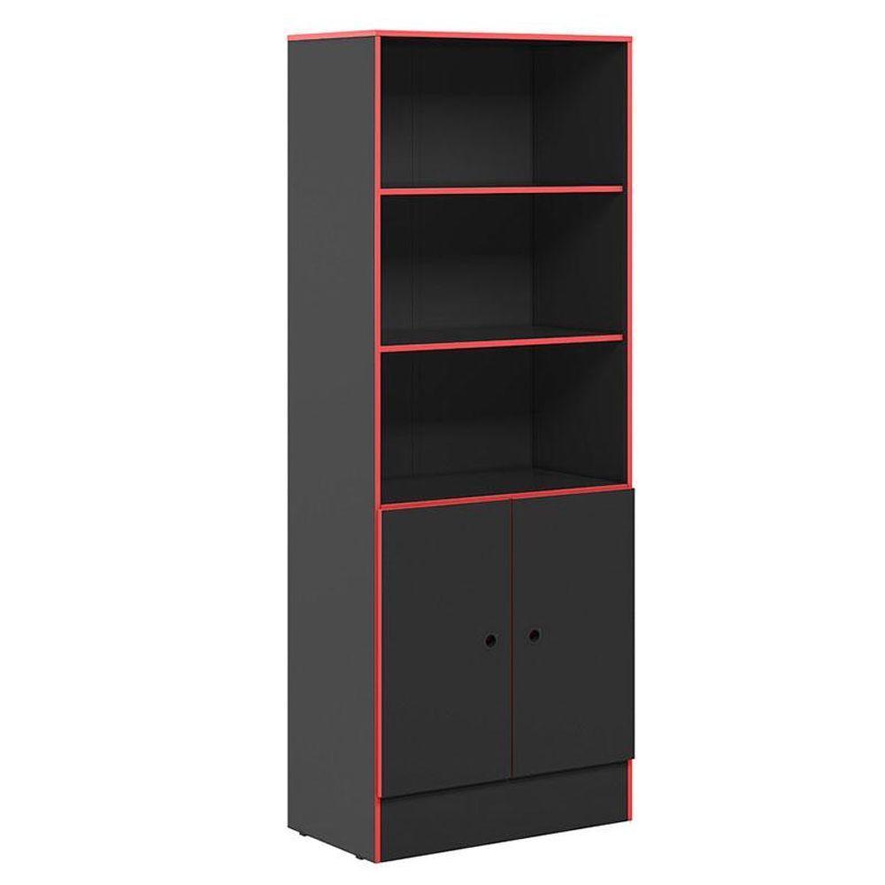 Armário Gamer 4095 Preto Fosco Vermelho - Qmovi - 4