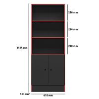 Armário Gamer 4095 Preto Fosco Vermelho - Qmovi - 3