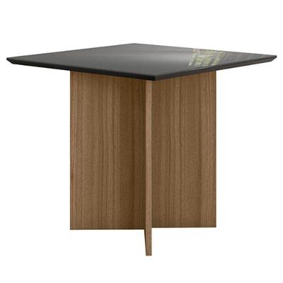Mesa De Jantar 90cm Helo Com Vidro Carvalho Grafite - Poliman